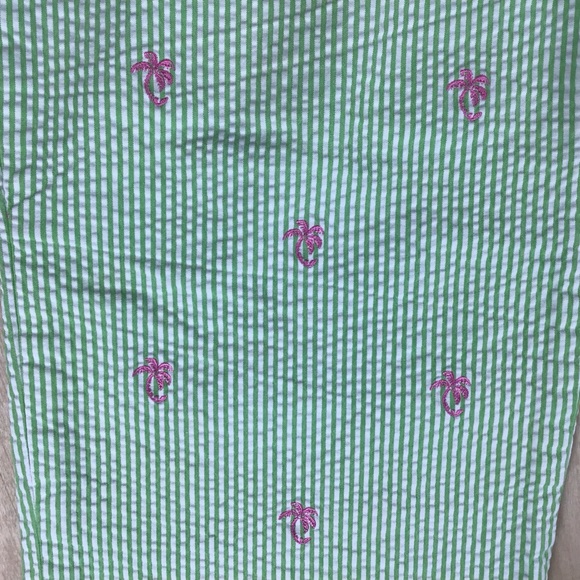 Lilly Pullitzer Mens Phipps Pants Seersucker Palm Trees Pink Green Sz 34 Preppy - Picture 5 of 8